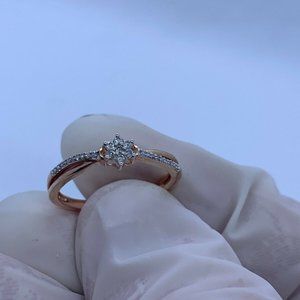 0.08CT DIAMOND ROSE GOLD RING CRISSCROSS FLOWER